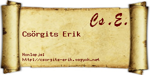 Csörgits Erik névjegykártya